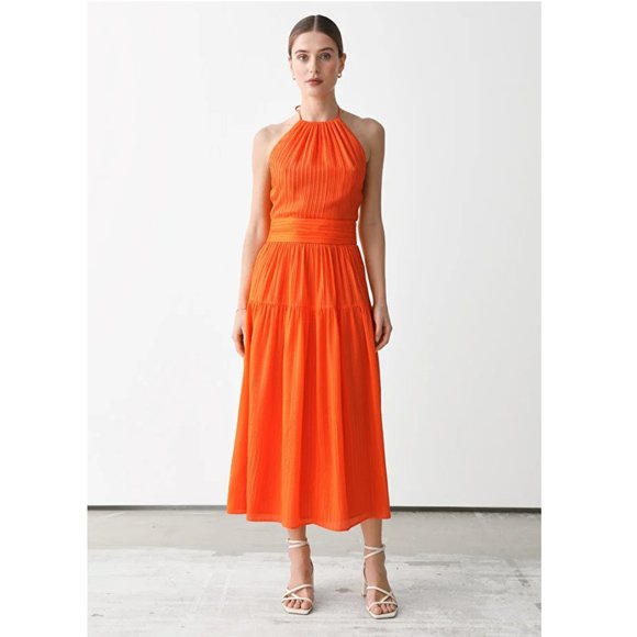 & Other Stories Dresses & Skirts - Orange Mulberry Silk Halter Midi Dress (size 6)